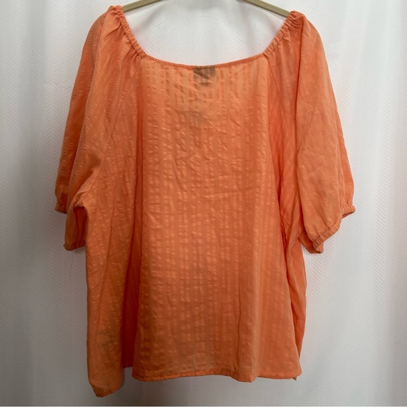 Torrid orange seersucker button front blouse - Picture 5 of 6